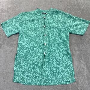 Kioti Floral Batik Button Up Shirt Womens Medium Turquoise ++Please Read++
